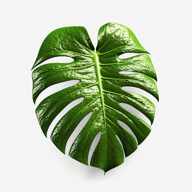 Monstera leaf isolated on white background