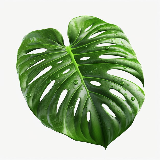 Monstera leaf isolated on white background