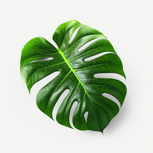 Monstera leaf isolated on white background