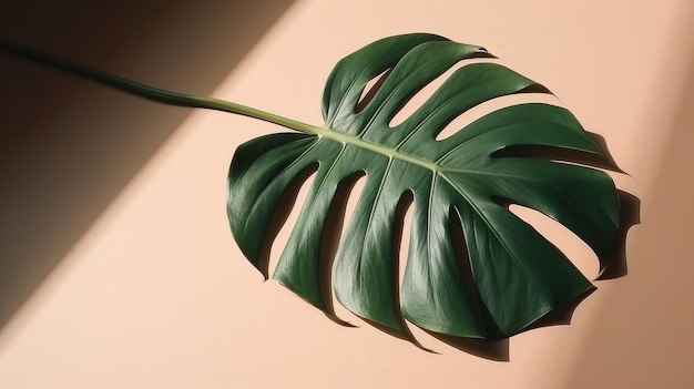 Monstera leaf Shadow background Illustration AI GenerativexA