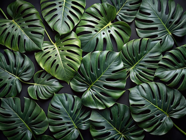 Photo monstera leaves in front of the camera