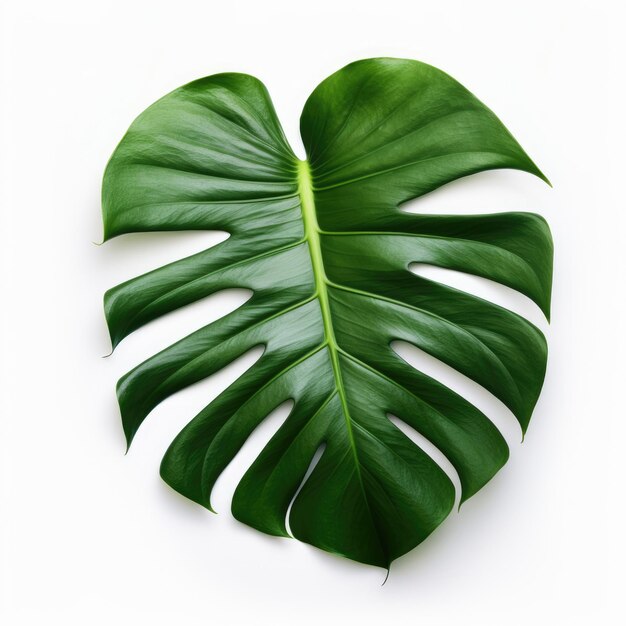 Monstera leaves Green plum leaves Tropical foliage isolated on white background