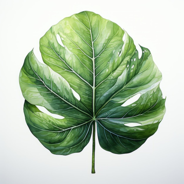 Monstera leaves Hand drawn watercolor illustration isolated on white background