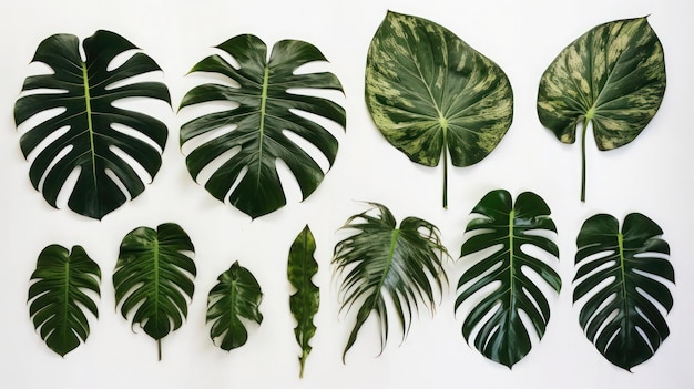 Monstera 잎은 흰색 배경에 고립