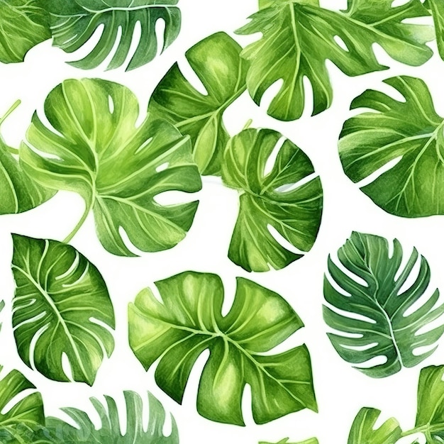 Monstera leaves pattern tiles