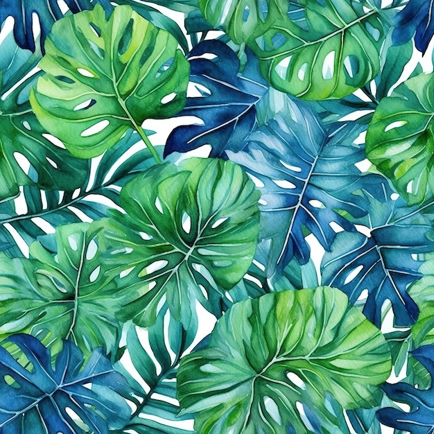 Monstera leaves pattern tiles