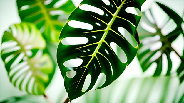 Monstera leaves with holes in it