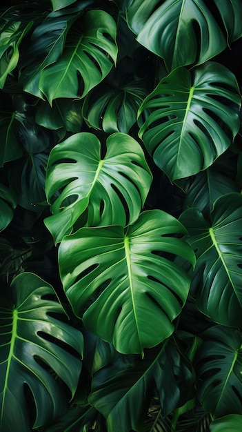 Photo monstera palm leaves background