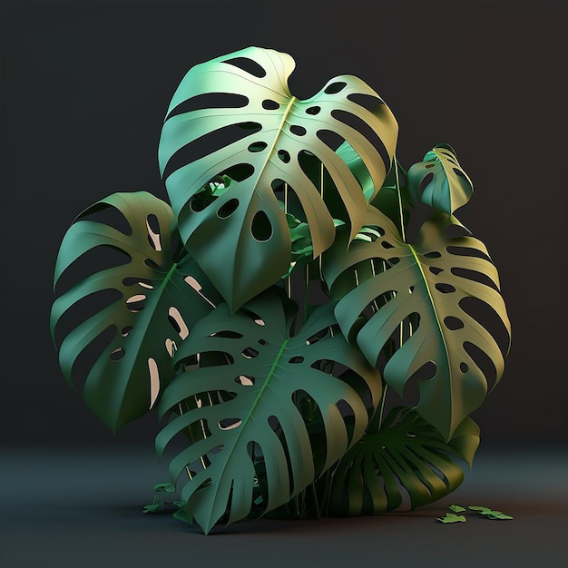 Photo monstera plant 3d low poly