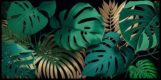Растение Монстера оставляет концепцию природы, тропический лист, фон с пустым пространством, созданный Ai