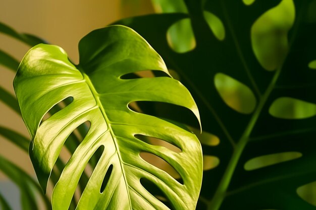 Monstera plant verlaat natuur concept tropische blad achtergrond Ai gegenereerd