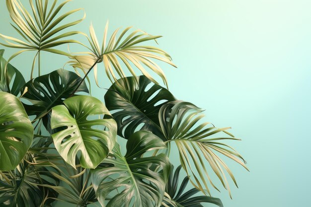 monstera plants pastel background pastel color professional advertising photography