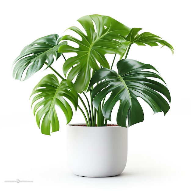 Monstera in a pot isolated on white background