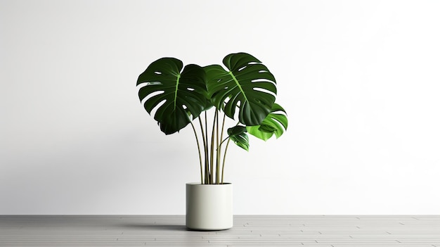 Monstera tree in a pot on white background tropical leaves or houseplant that grows indoors for decorative purposes