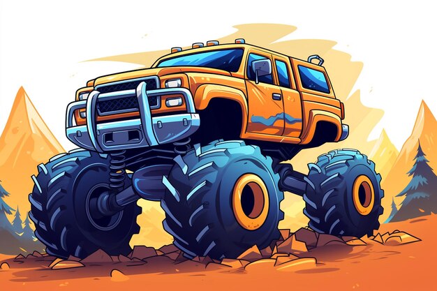 Monsterlijke kracht ontketende een gedetailleerd Monster Truck-vectorontwerp voor sensatiezoekers