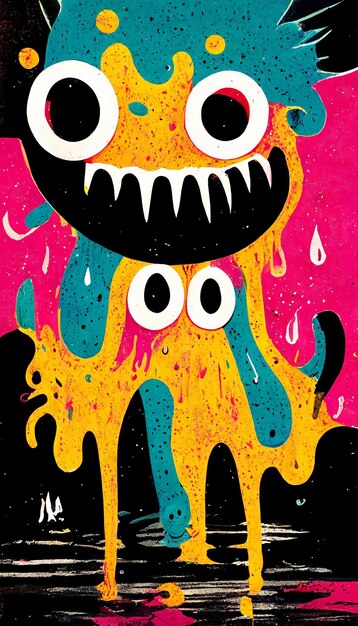 Monsterontwerp met een abstract monster als achtergrond van grunge