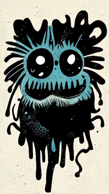 Monsterontwerp met een abstract monster als achtergrond van grunge