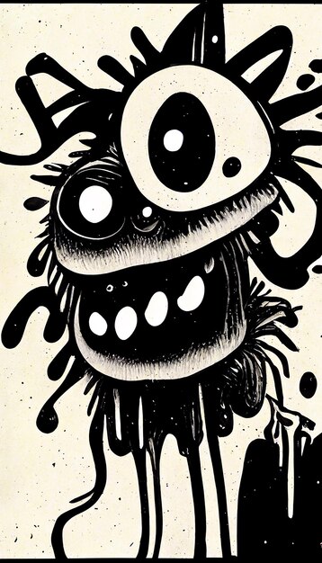 Monsterontwerp met een abstract monster als achtergrond van grunge