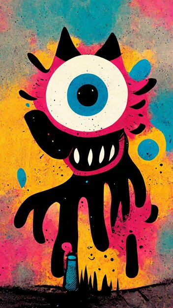 Monsterontwerp met een abstract monster als achtergrond van grunge