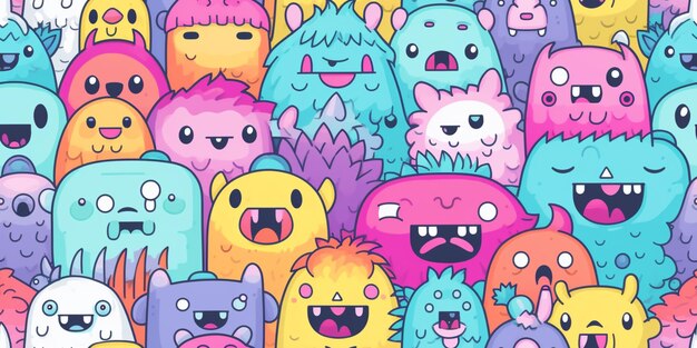 monsters super cute pattern