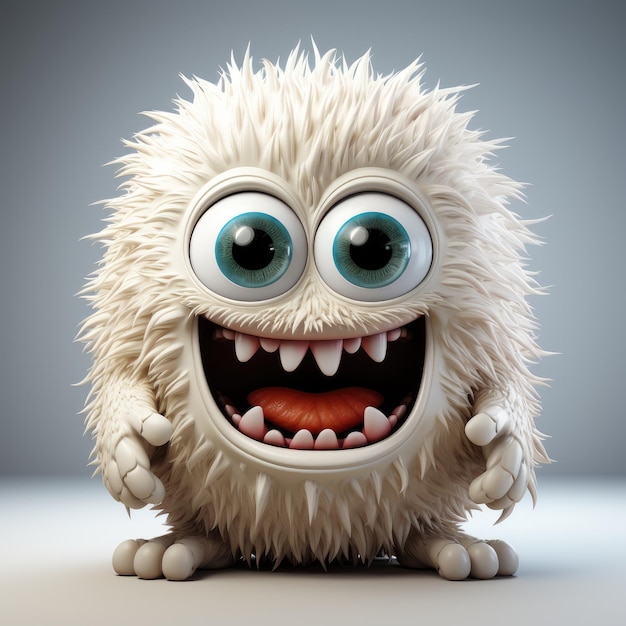Monstruous Mayhem Spooky 3D Abstract Beast in Pixar-stijl op een wit doek