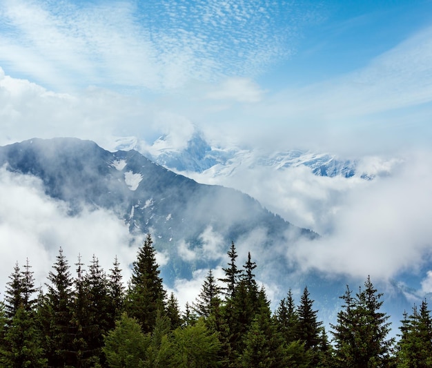 Mont Blanc bergmassief Chamonix vallei Frankrijk uitzicht vanaf de rand van Plaine Joux