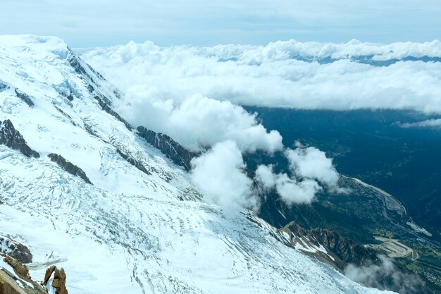 Mont Blanc mountain massif summer landscape(view from Aiguille du Midi Mount,  France )