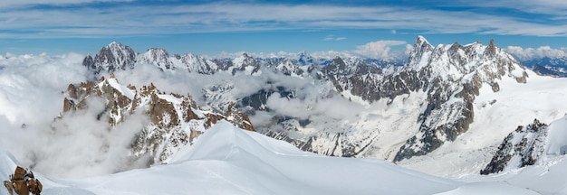 Mont Blanc mountain massif view from Aiguille du Midi Mount