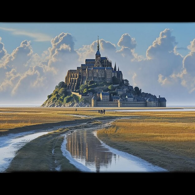 Mont saintmichel a majestic castle on the coastal shore