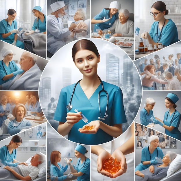 montage of doctors and nursesworld nurses day