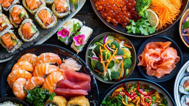 Монтаж вкусных блюд со всего мира, включая суши, карри, тако и фри.