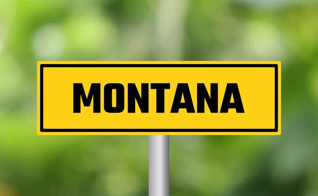 Montana road sign on blur background