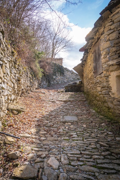 Montanana huesca aragon spain narrow stone street