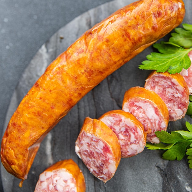 Premium Photo Montbeliard sausage meat pork beef fresh collagen