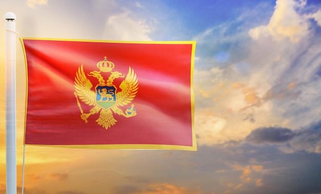 montenegro country flag, isolated 3d waving flag,