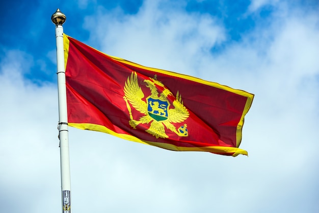 Montenegro flag waving outdoors