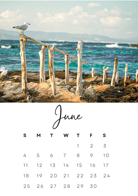 The month of June in the 2023 calendar with a summer photo Author's calendar for 2023 by month