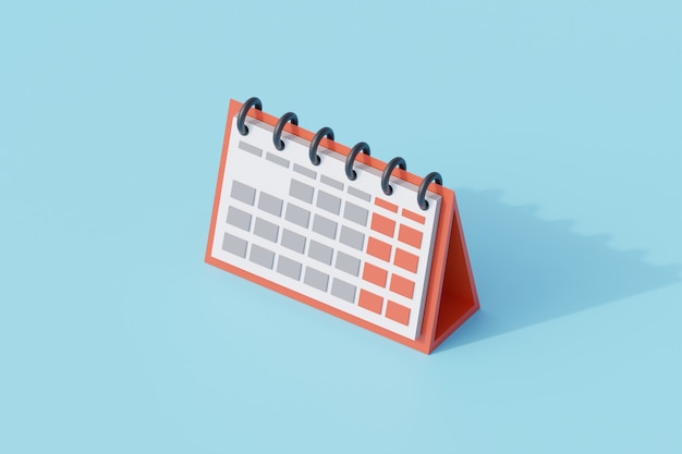 Singolo oggetto isolato calendario mensile. rendering 3d