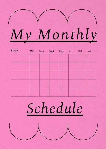 Monthly schedule planner template design