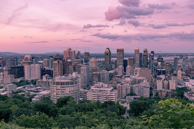 Montreal skyline, view from the Mont Royal viewpoint in Montreal, Quebec