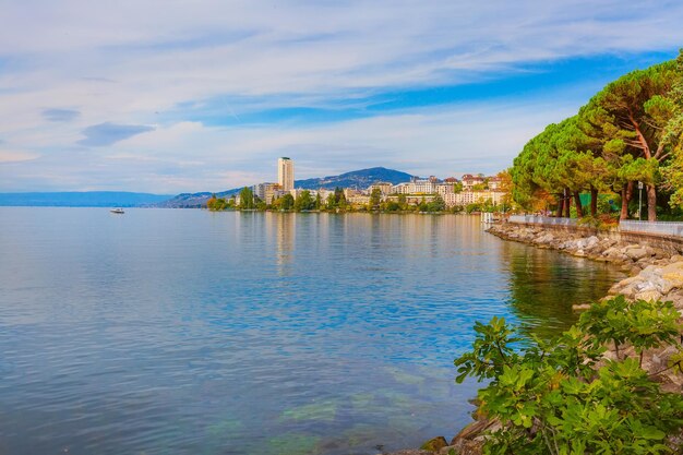 Foto montreux e lago di ginevra svizzera