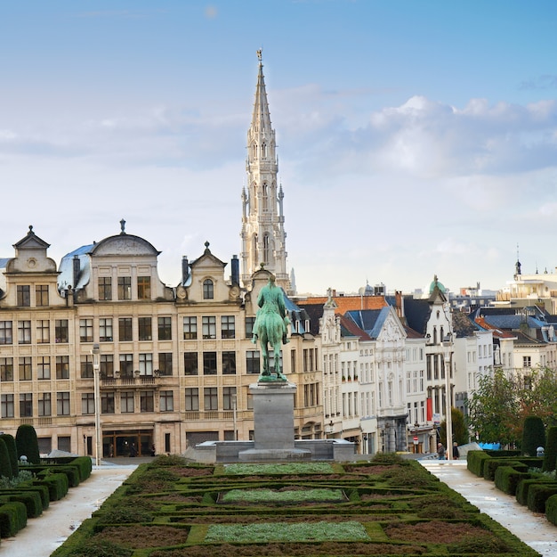 Monts des Arts and Brussels cityscape, Belgium