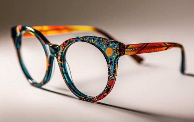Photo monturas de gafas redondas con patrones y elegancia