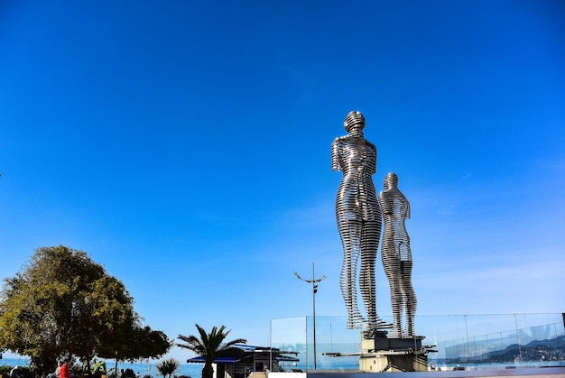 Monument to Ali and Nino on the Batumi embankment Sights and buildings in the city of Batumi Georgia May 2019