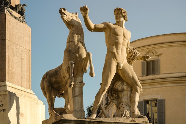 Monument to castor and pollux in the quirinal square