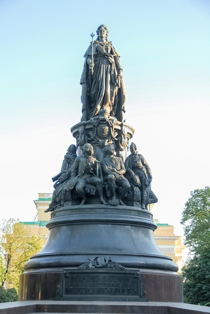 Photo monument to catherine the great in saint petersburg russia
