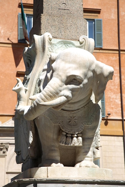 Monument of Elephant by Bernini on Piazza della Minerva in Rome Italy