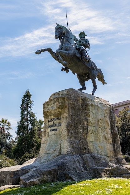 Monument to Garibaldi in La Spezia Liguria Italy on April 19, 2019