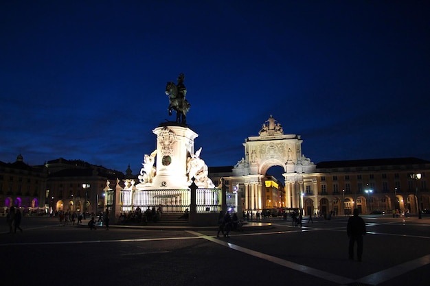 The monument in Lisbon city at night Portugal