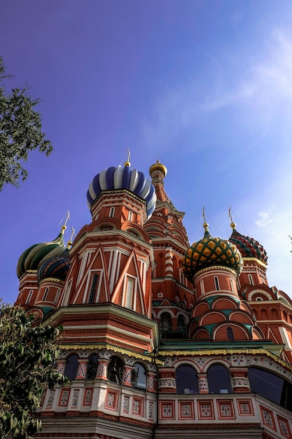 Monument to Minin and Pozharsky and the St Basils Cathedral in Moscow Russia